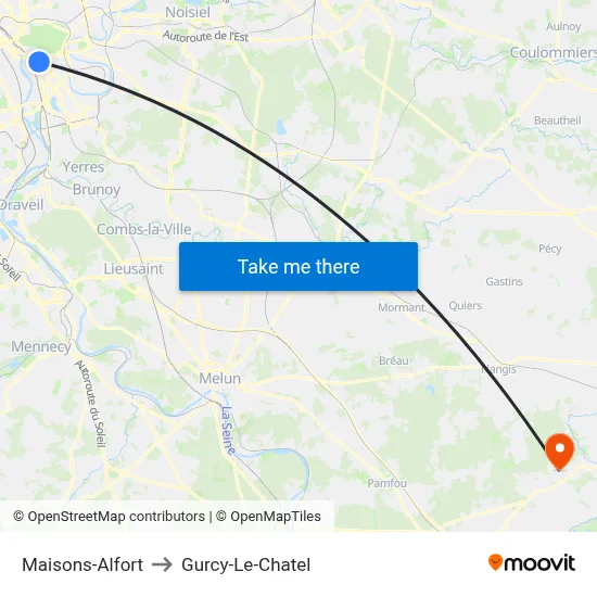 Maisons-Alfort to Gurcy-Le-Chatel map