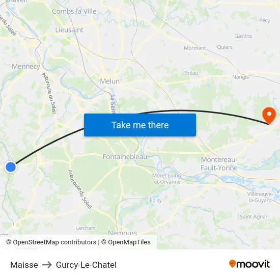 Maisse to Gurcy-Le-Chatel map