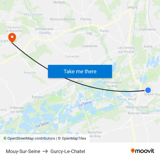 Mouy-Sur-Seine to Gurcy-Le-Chatel map