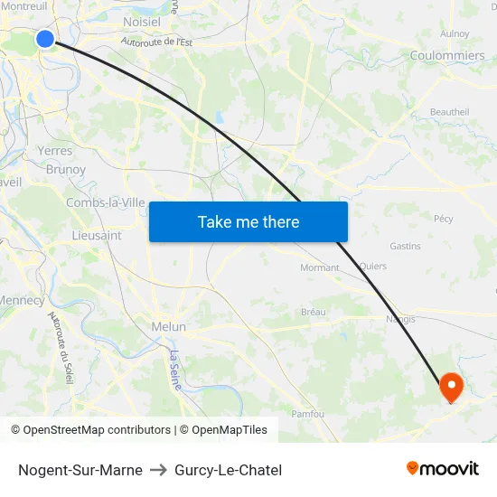 Nogent-Sur-Marne to Gurcy-Le-Chatel map