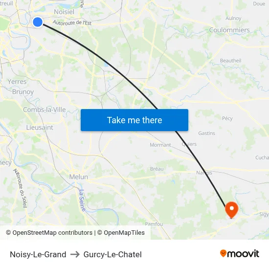 Noisy-Le-Grand to Gurcy-Le-Chatel map
