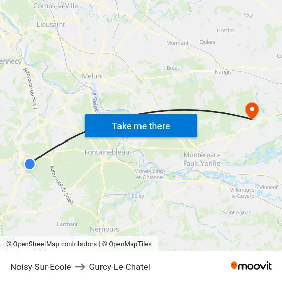 Noisy-Sur-Ecole to Gurcy-Le-Chatel map