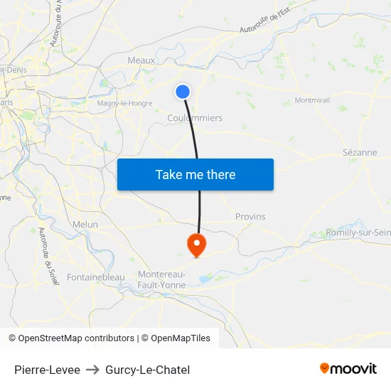Pierre-Levee to Gurcy-Le-Chatel map