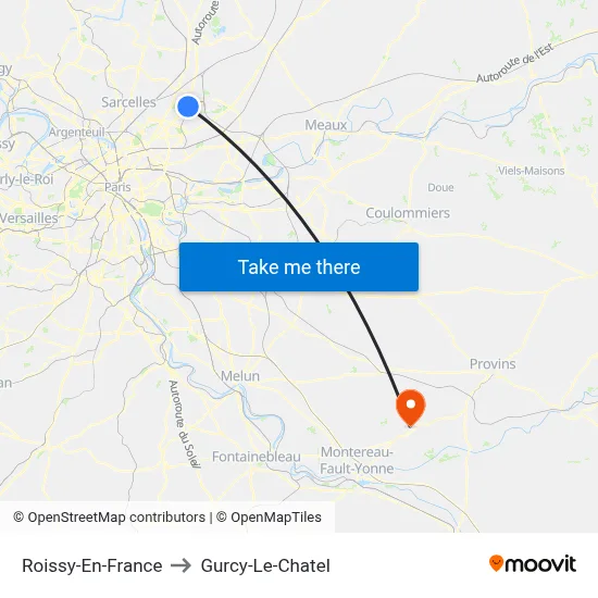 Roissy-En-France to Gurcy-Le-Chatel map