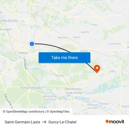 Saint-Germain-Laxis to Gurcy-Le-Chatel map