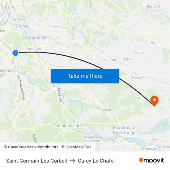 Saint-Germain-Les-Corbeil to Gurcy-Le-Chatel map