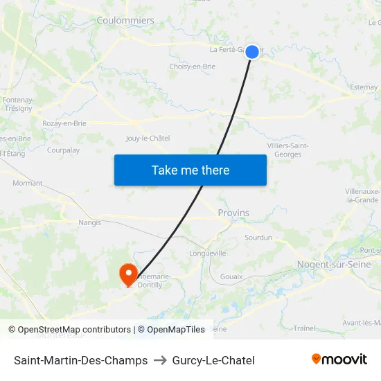 Saint-Martin-Des-Champs to Gurcy-Le-Chatel map