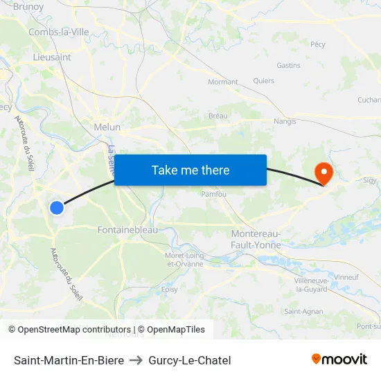 Saint-Martin-En-Biere to Gurcy-Le-Chatel map