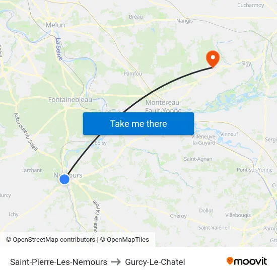 Saint-Pierre-Les-Nemours to Gurcy-Le-Chatel map