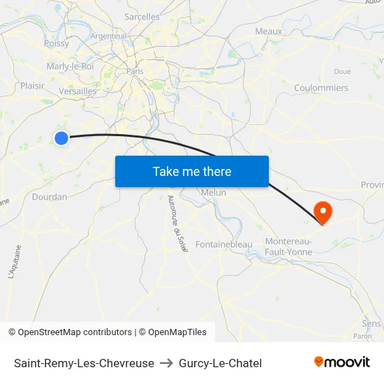 Saint-Remy-Les-Chevreuse to Gurcy-Le-Chatel map