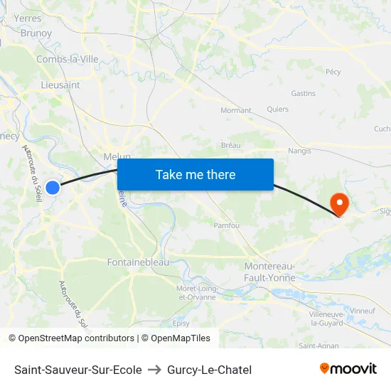 Saint-Sauveur-Sur-Ecole to Gurcy-Le-Chatel map
