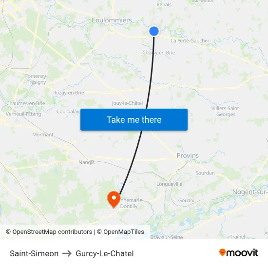 Saint-Simeon to Gurcy-Le-Chatel map