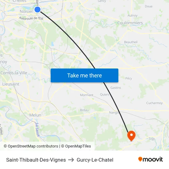Saint-Thibault-Des-Vignes to Gurcy-Le-Chatel map