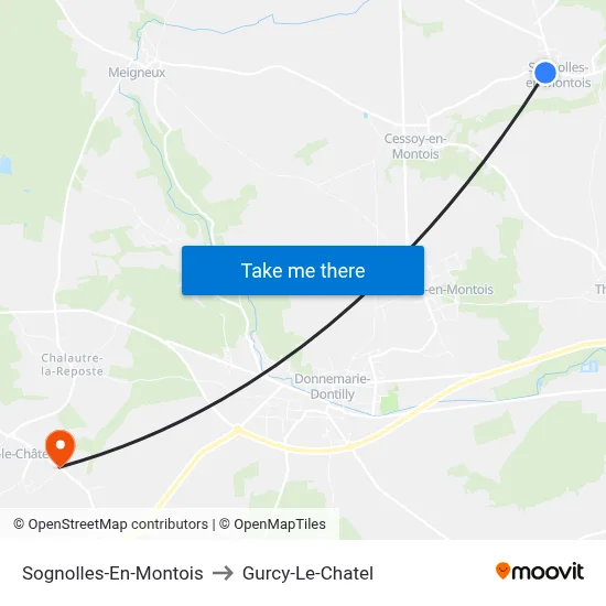 Sognolles-En-Montois to Gurcy-Le-Chatel map