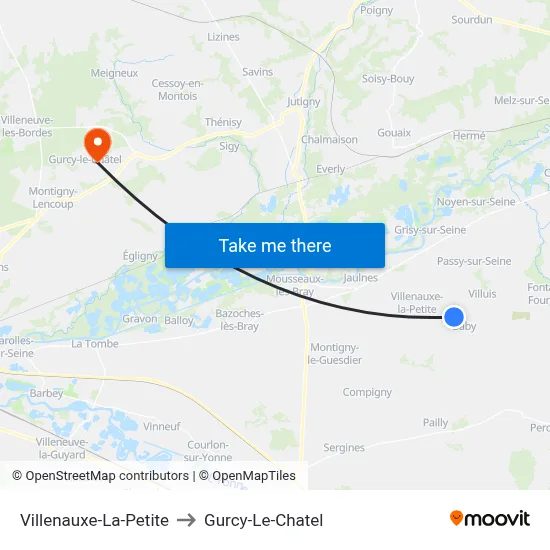 Villenauxe-La-Petite to Gurcy-Le-Chatel map