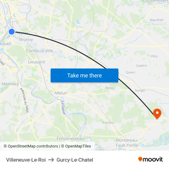 Villeneuve-Le-Roi to Gurcy-Le-Chatel map