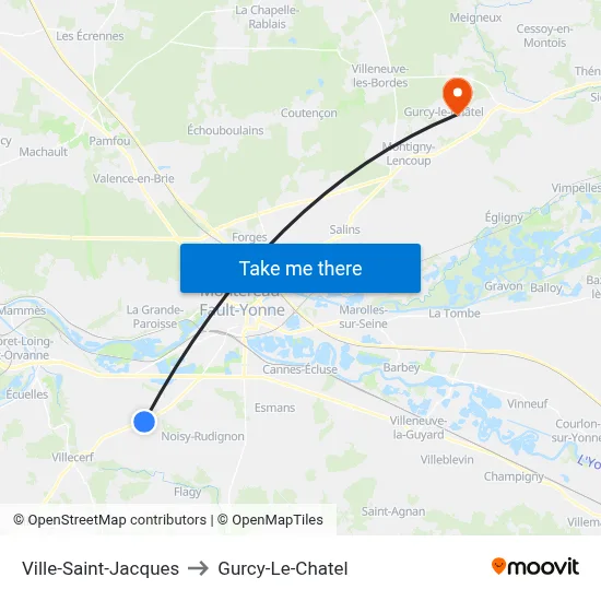 Ville-Saint-Jacques to Gurcy-Le-Chatel map