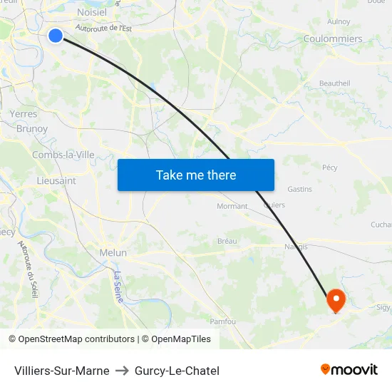 Villiers-Sur-Marne to Gurcy-Le-Chatel map