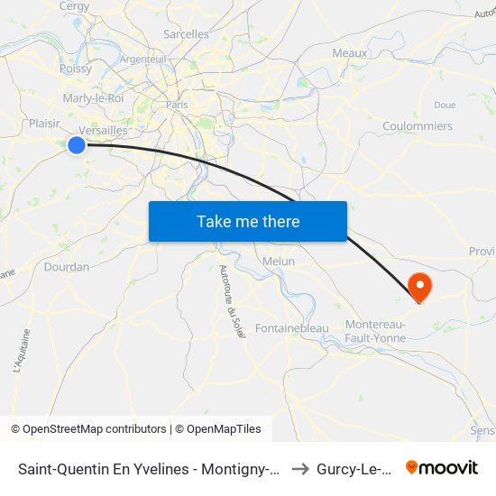 Saint-Quentin En Yvelines - Montigny-Le-Bretonneux to Gurcy-Le-Chatel map