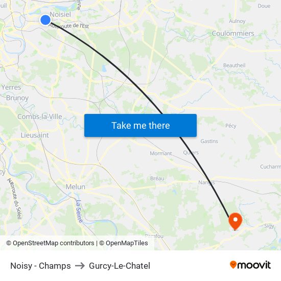 Noisy - Champs to Gurcy-Le-Chatel map
