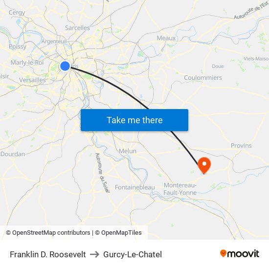Franklin D. Roosevelt to Gurcy-Le-Chatel map
