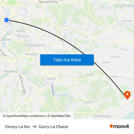 Choisy-Le-Roi to Gurcy-Le-Chatel map