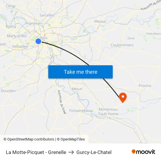 La Motte-Picquet - Grenelle to Gurcy-Le-Chatel map