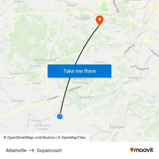 Allainville to Guyancourt map