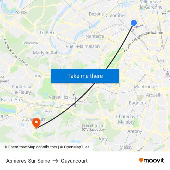 Asnieres-Sur-Seine to Guyancourt map