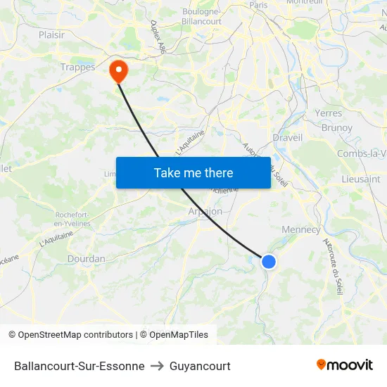 Ballancourt-Sur-Essonne to Guyancourt map