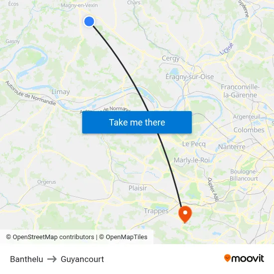 Banthelu to Guyancourt map