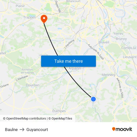 Baulne to Guyancourt map