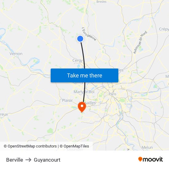 Berville to Guyancourt map