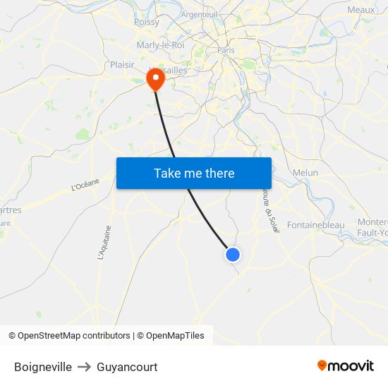 Boigneville to Guyancourt map