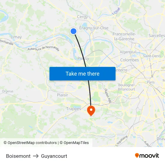 Boisemont to Guyancourt map