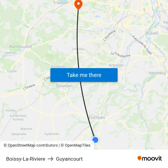 Boissy-La-Riviere to Guyancourt map