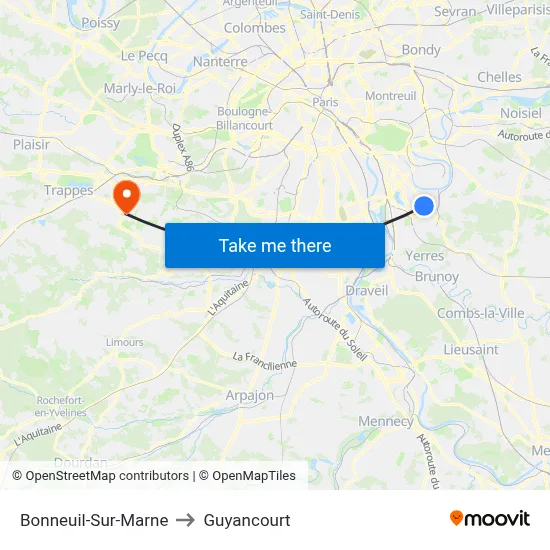 Bonneuil-Sur-Marne to Guyancourt map