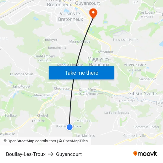 Boullay-Les-Troux to Guyancourt map