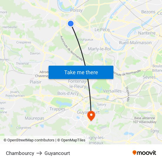 Chambourcy to Guyancourt map