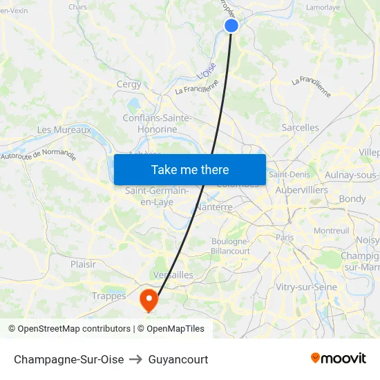 Champagne-Sur-Oise to Guyancourt map