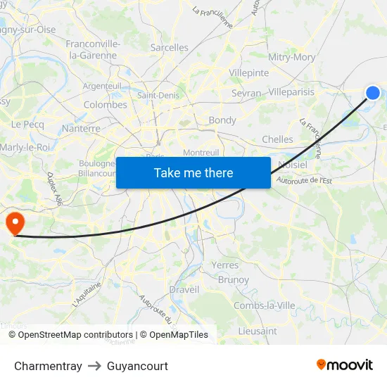 Charmentray to Guyancourt map