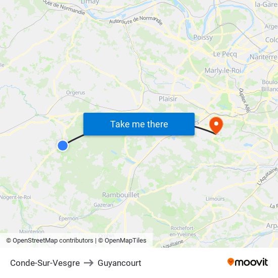 Conde-Sur-Vesgre to Guyancourt map