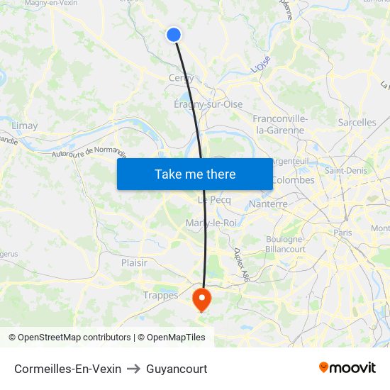 Cormeilles-En-Vexin to Guyancourt map