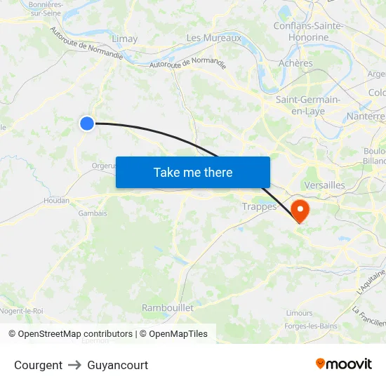 Courgent to Guyancourt map
