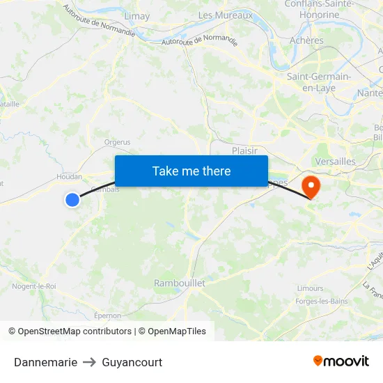 Dannemarie to Guyancourt map