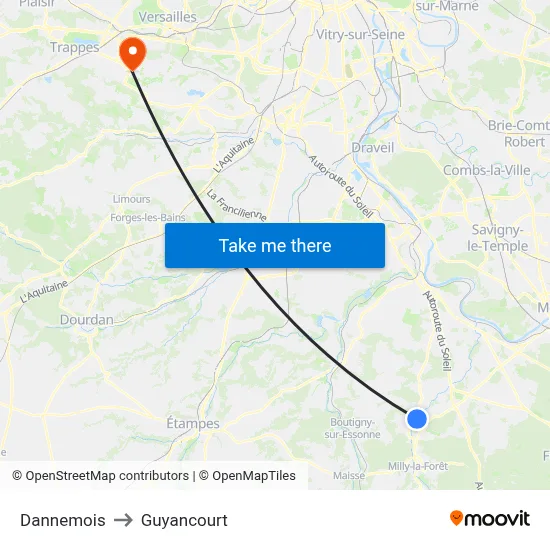 Dannemois to Guyancourt map
