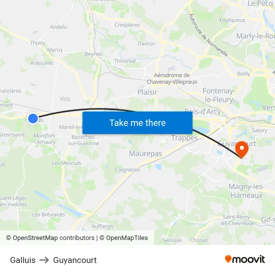 Galluis to Guyancourt map