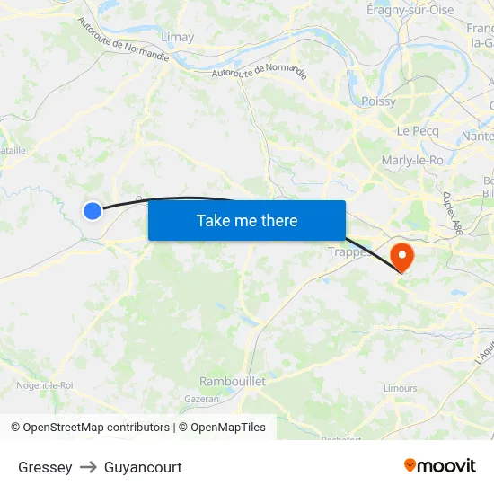 Gressey to Guyancourt map