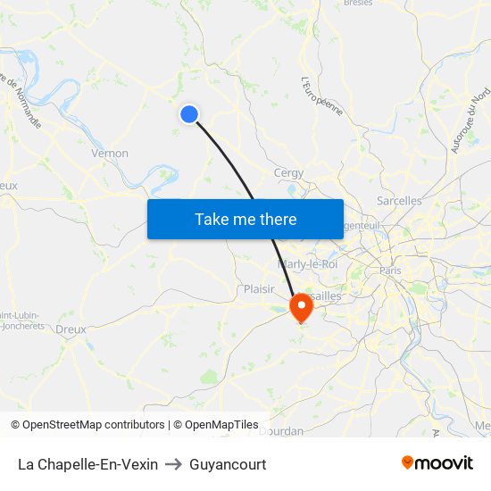 La Chapelle-En-Vexin to Guyancourt map