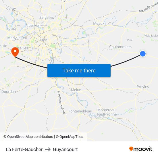 La Ferte-Gaucher to Guyancourt map